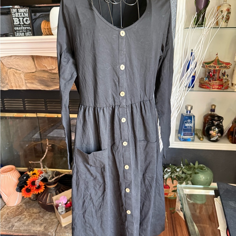 Elegant Black Button-Down Dress